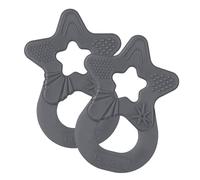 Dentistar Set da 2 Dentaruolo neonato - Ciuccio dentizione adatto a neonati e bambini a partire da 3 mesi - Ciuccio per gengive in silicone morbido con impugnatura - Made in Germany - Grigio