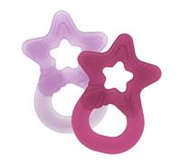 Dentistar Set da 2 Dentaruolo neonato - Ciuccio dentizione adatto a neonati e bambini a partire da 3 mesi - Ciuccio per gengive in silicone morbido con impugnatura - Made in Germany - Rosa & Viola