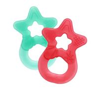 Dentistar Set da 2 Dentaruolo neonato - Ciuccio dentizione adatto a neonati e bambini a partire da 3 mesi, Ciuccio per gengive in silicone morbido con impugnatura - Made in Germany - Turchse & Arancia