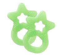 Dentistar Set da 2 Dentaruolo neonato - Ciuccio dentizione adatto a neonati e bambini a partire da 3 mesi - Ciuccio per gengive in silicone morbido con impugnatura - Made in Germany - Verde Chiaro