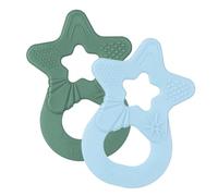 Dentistar Set da 2 Dentaruolo neonato - Ciuccio dentizione adatto a neonati e bambini a partire da 3 mesi - Ciuccio per gengive in silicone morbido con impugnatura - Made in Germany - Verde & Azzurro