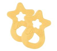 Dentistar Set da 2 Dentaruolo neonato - Ciuccio dentizione adatto a neonati e bambini a partire da 3 mesi - Ciuccio per gengive in silicone morbido con impugnatura - Made in Germany - Giallo