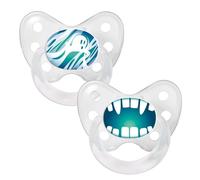 dentistar Set di 2 Ciucci in Silicone - Taglia 3, da 14 mesi - Ciuccio adatto ai denti e alla mascella con gradino dentale - Senza BPA - Halloween Dracula & Fantasma