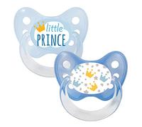 Dentistar Set di 2 Ciucci Ortodontici in Silicone - Taglia 2, 6-14 mesi - Il ciuccio per bambini previene il disallineamento dei denti - Fatto in Germania - Senza BPA - Principe, Blu