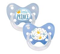 dentistar Set di 2 Ciucci Ortodontici in Silicone - Taglia 3, da 14 mesi - Il ciuccio per bambini previene il disallineamento dei denti - Fatto in Germania - Senza BPA - Principe, Blu