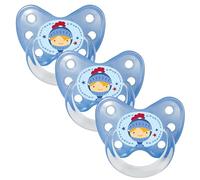 Dentistar Set di 3 Ciucci Ortodontici in Silicone - Taglia 2, 6-14 mesi - Il ciuccio per bambini previene il disallineamento dei denti - Fatto in Germania - Senza BPA - Cavaliere, Blu