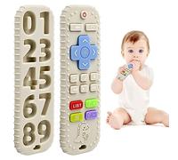 Dentizione Sollievo Dentiera Giocattoli per Bambini 3-6 12 Mesi Regali, Telecomando in Silicone Giochi Neonato da Bagno per Bambini per 3 6 9 Mesi, Giocattoli Sensoriali di Qualità Alimentare, Beige