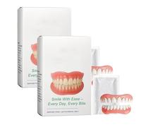Dentur completo intelligente termo-adattivo, set di protesi in silicone, set di protesi complete personalizzate avanzate, dall'aspetto naturale, confortevole, per uomini e donne (2 SET)
