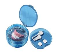 Denture Bath Case - Portable Leak Proof Soaking Container for Cleaning | Slim Tooth Storage Box with Secure Lid Design, Travel Friendly Holder for Rinsing Dentures Retainers Aligners Daily Use