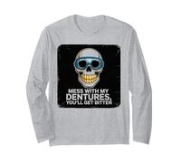 Dentures Skull Vintage Funny Bite Back Maglia a Manica