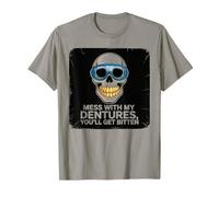 Dentures Skull Vintage Funny Bite Back Maglietta
