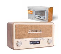 Denver DAB-18LW Radio DAB+ FM Bluetooth AUX con Sveglia, Legno Chiaro
