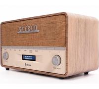 Denver DAB-36 - Grande radio DAB/DAB+ & FM in stile vintage, Bluetooth, ampio schermo ad alto contrasto, ingresso AUX, orologio e doppio allarme, armadio in vero legno, 2 x 5 W, rete elettrica o