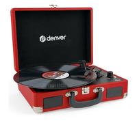 Denver Giradischi Portatile con Altoparlanti e USB, Rosso | Giradischi portatile: 33⅓, 45 e 78 giri, altoparlanti, digitalizzazione USB, auto-stop e uscita RCA