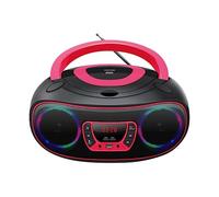 Denver Lettore CD Portatile con Bluetooth TCL-212BT Rosa. Boombox. FM Radio. Volume 2x2W. Ingresso USB, AUX e per Cuffie. Effetto luci.