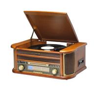 Denver MCR-50 Giradischi design retrò. Radio FM/AM. Lettore CD e cassetta. Altoparlanti da 5 W. Funzione di registrazione Custodia in legno.