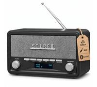 Denver Radio DAB+ con Bluetooth, FM, AUX e Sveglia, Grigio Scuro | DAB+/FM, Bluetooth 5.0, AUX, LCD, sveglia, 2 × 2 W e alimentazione 230 V o con 4 batterie C