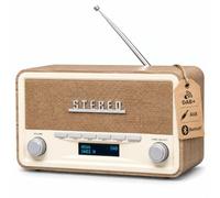 Denver Radio DAB+ con Bluetooth, FM, AUX e Sveglia, Legno Chiaro | DAB+/FM, Bluetooth 5.0, AUX, LCD, sveglia, 2 × 2 W e alimentazione 230 V o con 4 batterie C