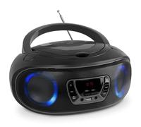 Denver Radio Stereo Portatile con Lettore CD, Bluetooth e USB, Grigio | Stereo portatile con lettore CD: radio FM, Bluetooth, USB-MP3, AUX, 2 × 2 W RMS, luci LED e batterie