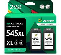 Denvoer PG545XL Cartucce d'inchiostro Sostituzione per Canon 545 XL Nero per Canon PG 545 PG-545XL per Pixma MG2550 MG2550S TR4550 TS3350 TS3450 TR4650 TS3150 MX495 MX490 TS3351 TS3451 MG2555 (2 Nero)