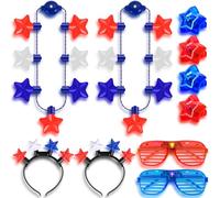 Denylo pro 4 luglio collana LED accessori con stella rossa bianca e blu collana Hairband occhiali anelli per il 4 luglio Independence Day Parade