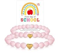 Denylo pro Set di 3 braccialetti rosa per il ritorno a scuola con corde dei desideri con carte per il primo giorno di scuola insegnante regali forniture accessori decorativi