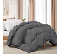 Deodar Piumino in Piuma d'Oca Matrimoniale Invernale 200x220 | 420gr/m² in Piumino e Piume per 4 Stagioni | Tessuto Puro Cotone | Lavabile | Certificato Öko-Tex e RDS | Grigio Scuro