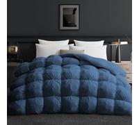 Deodar Piumino in Piuma d'Oca Matrimoniale Invernale, 220X240cm Per 4 Stagioni, Tessuto Puro Cotone Biologico, Lavabile, Approvato Öko-Tex e RDS, 420 gr/m², Blu Navy