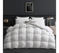 Deodar Piumino in Piuma d'Oca Singolo Invernale, 135X200cm Per 4 Stagioni, Tessuto Puro Cotone Biologico, Traspirante, Lavabile, Approvato Öko-Tex e RDS, 420 gr/m², Bianco