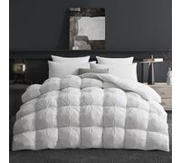 Deodar Piumino in Piuma d'Oca Singolo Invernale, 155X200cm Per 4 Stagioni, Tessuto Puro Cotone Biologico, Traspirante, Lavabile, Approvato Öko-Tex e RDS, 420 gr/m², Bianco