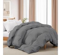 Deodar Piumino per tutte le stagioni, con piuma, 100% cotone, traspirante e lavabile, certificato Oeko-Tex & RDS, grigio chiaro, 220 x 240 cm
