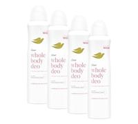 Deodorante Dove Spray Whole Body Deo 150ml, Deodorante per Tutto il Corpo, Profumo di Lamponi e Rosa, Protezione dagli Odori fino a 72 ore, Dermatologicamente Testato, Formula Antimacchie