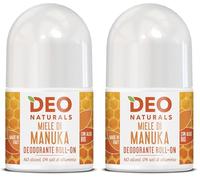Deodorante Roll-on con Miele di Manuka 50 ml - antisettico Deo Naturals (Confezione da 2)