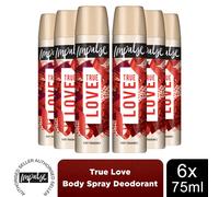 Deodorante spray - IMPULSE - True Love - 75ml - Profumo di rosa e cocco - Confezione da 4