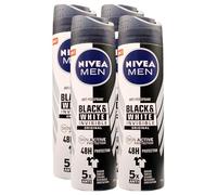 Deodorante Spray Men BLACK & WHITE Invisible ORIGINAL, Garantisce Una Protezione Efficace Contro i Cattivi Odori, Sudore, Residui, Irritazioni e Macchie. 48 Ore Di Protezione 150ml (4 Spray)