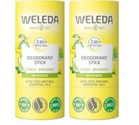 Deodorante Stick 24h Agrumi-Bergamotto, deodorante solido per 24h di protezione, formula senza alcool, 100% di origine naturale (Confezione da 2)