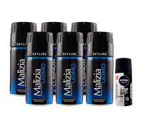 Deodorante Uomo, Profumo D'Intesa, SKYLINE 150ml (6 Spray) + Deodorante Da Viaggio BLACK&WHITE Invisible Original 35ml