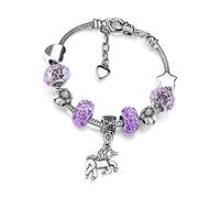 Deolven Braccialetti per Bambini con Unicorno, Braccialetto in Cristallo Scintillante Rosa per Ragazze Bracciale per Compleanno Bambina da 6-12 anni Viola 16cm
