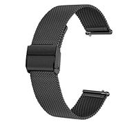 Deolven Cinturino in Metallo,Cinturino per Uomo Donna, Universale Cinturini di Ricambio per Orologio Intelligente e Orologio Tradizionale 16mm Nero