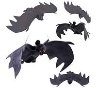 Deolven Vampire Bats,5 Pack Halloween Bat Décor Horror Rubber Hanging Bats Spooky Hanger Toy for Party Favors And Decoration