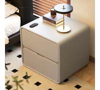 DEOPXF Comodino Con Cassetti Larga Top & 2 Grandi Cassetti Nucleo Legno Massello Resistente Maniglie Nascoste & Angoli Arrotondati Chiusura Silenciosa(Khaki,40x40x47cm)