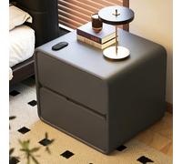 DEOPXF Comodino Con Cassetti Larga Top & 2 Grandi Cassetti Nucleo Legno Massello Resistente Maniglie Nascoste & Angoli Arrotondati Chiusura Silenciosa(Dark Gray,40x40x47cm)