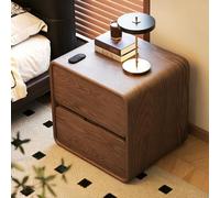 DEOPXF Comodino Con Cassetti Larga Top & 2 Grandi Cassetti Nucleo Legno Massello Resistente Maniglie Nascoste & Angoli Arrotondati Chiusura Silenciosa(Red Walnut,40x40x47cm)