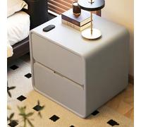 DEOPXF Comodino Con Cassetti Larga Top & 2 Grandi Cassetti Nucleo Legno Massello Resistente Maniglie Nascoste & Angoli Arrotondati Chiusura Silenciosa(Light Gray,45x40x47cm)