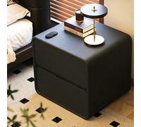 DEOPXF Comodino Con Cassetti Larga Top & 2 Grandi Cassetti Nucleo Legno Massello Resistente Maniglie Nascoste & Angoli Arrotondati Chiusura Silenciosa(Starry Black,45x40x47cm)