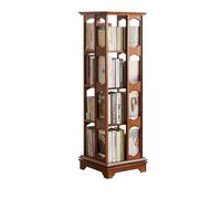 DEOPXF Libreria Girevole In Legno Massello Telaio Girevole A 360 Gradi, Design A Diverse Altezze Degli Strati Libreria Angolare Robusto E Durevole(Walnut color,4layer)