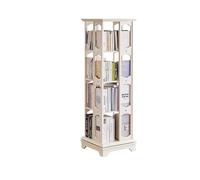 DEOPXF Libreria Girevole In Legno Massello Telaio Girevole A 360 Gradi, Design A Diverse Altezze Degli Strati Libreria Angolare Robusto E Durevole(Bianco,4layer)