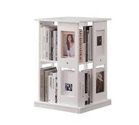 DEOPXF Libreria Girevole In Legno Massello Telaio Girevole A 360 Gradi, Design A Diverse Altezze Degli Strati Libreria Angolare Robusto E Durevole(Bianco,2layer)