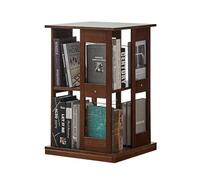 DEOPXF Libreria Girevole In Legno Massello Telaio Girevole A 360 Gradi, Design A Diverse Altezze Degli Strati Libreria Angolare Robusto E Durevole(Walnut color,2layer)