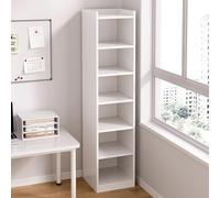 DEOPXF Libreria Girevole Spazio Di Archiviazione Multi-griglia Aperto Occupa Poco Spazio Design Con Ringhiera Libreria Angolare Robusto E Durevole(Bianco,30x24x180cm)